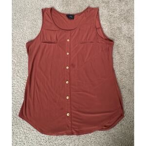 Fifty Street Womens Button Blouse Shirt Size Large Burnt Orange Sleeveless